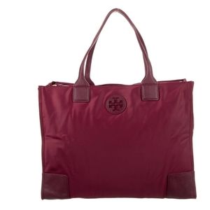 Tory Burch Saffiano Leather Trimmed Nylon Foldable Tote